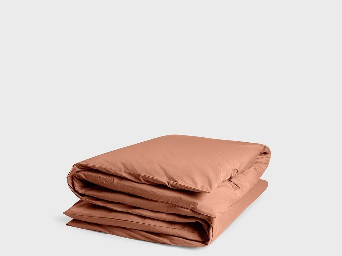 Housse de couette percale de coton terracotta