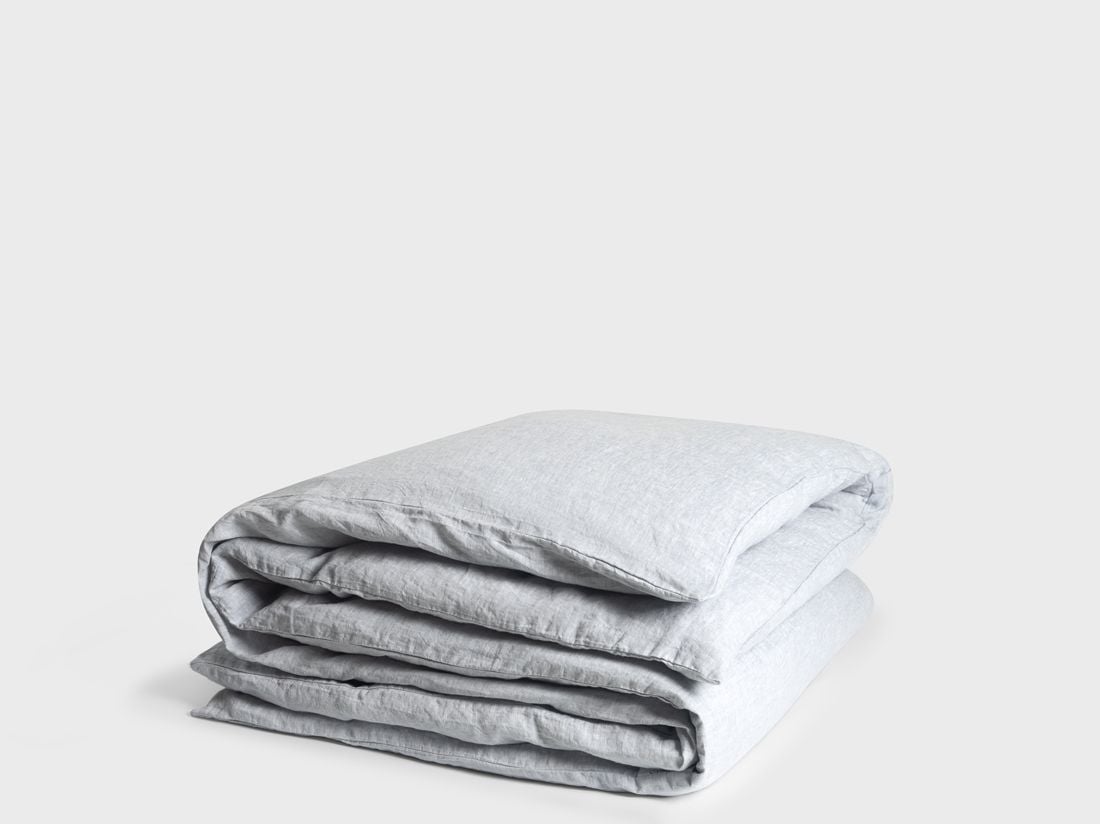 Housse de couette lin lavé bleu chambray