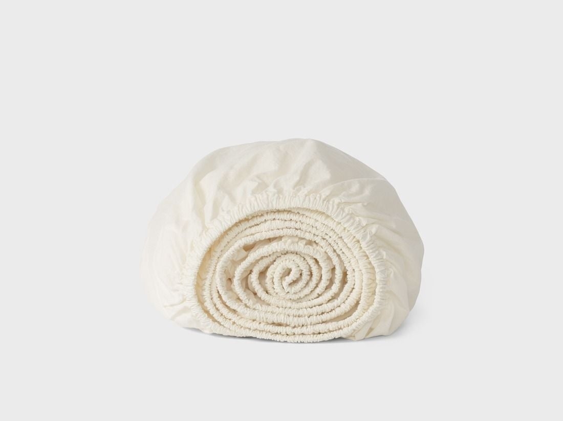 Drap-housse percale de coton crème douce