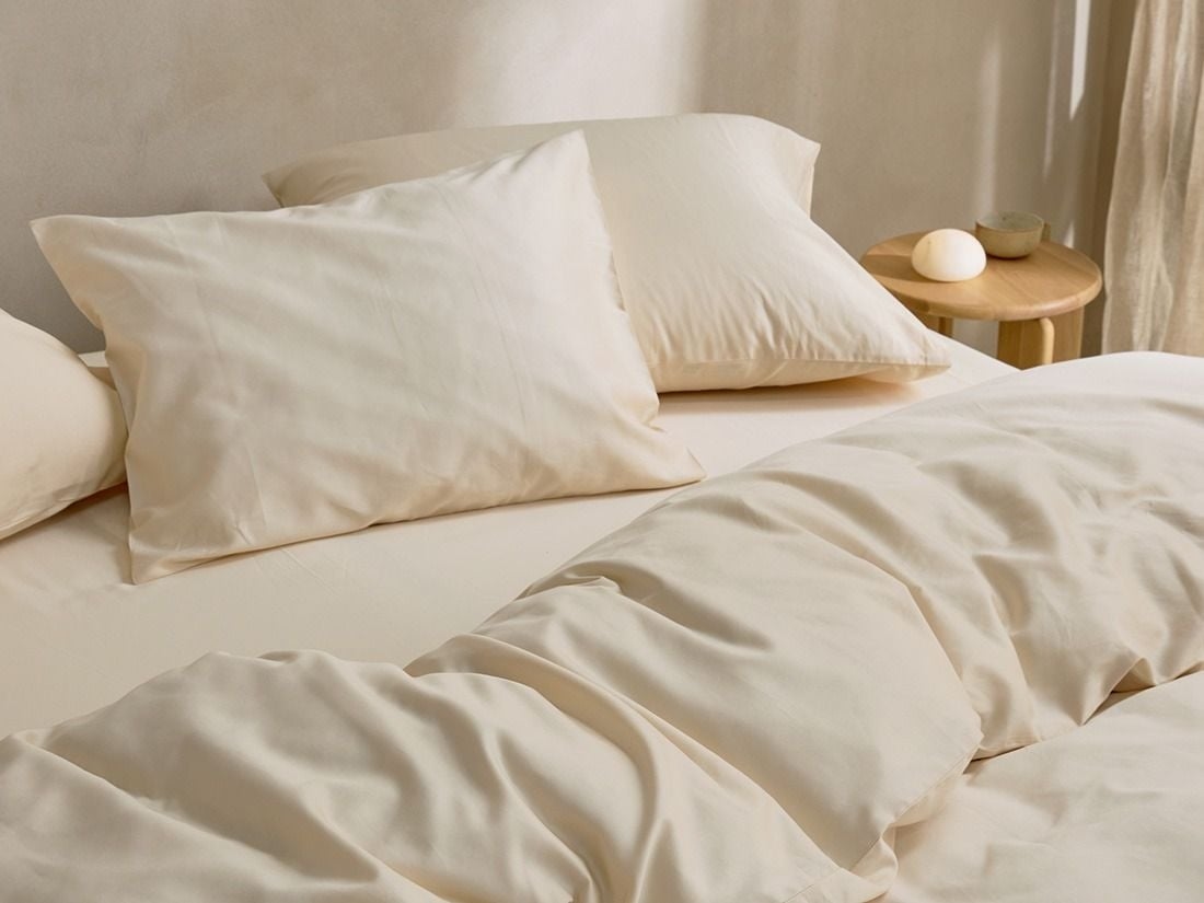 Parure de lit satin de coton lait d’amande