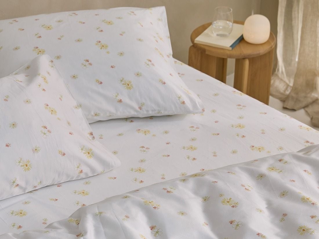 Drap-housse satin de coton vallée fleurie