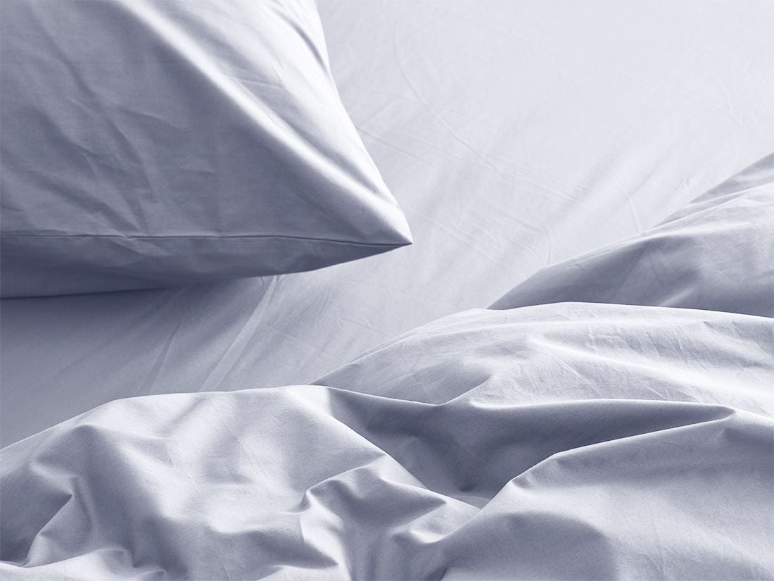 Drap-housse percale de coton bleu lavande