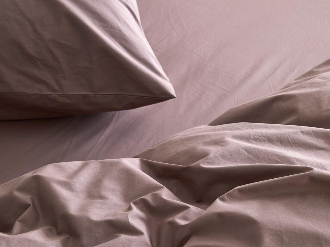 Drap-housse percale de coton mauve
