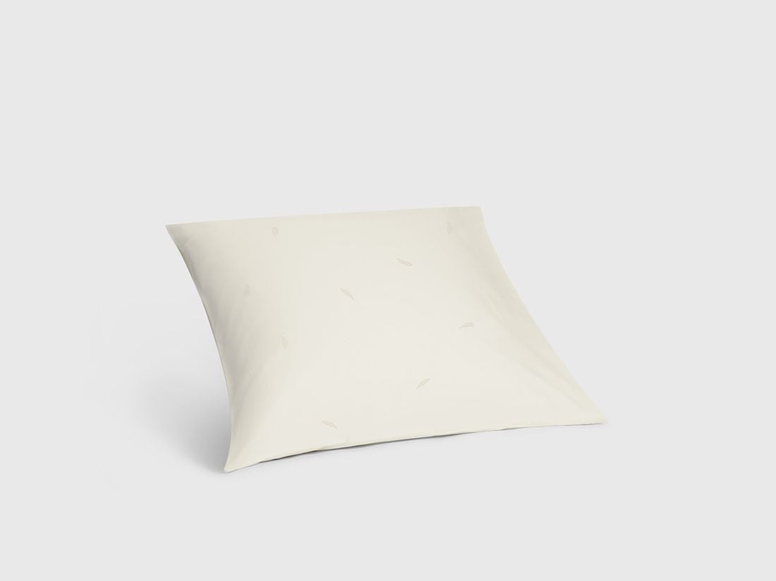 Taie d'oreiller satin de coton plume blanc chaud